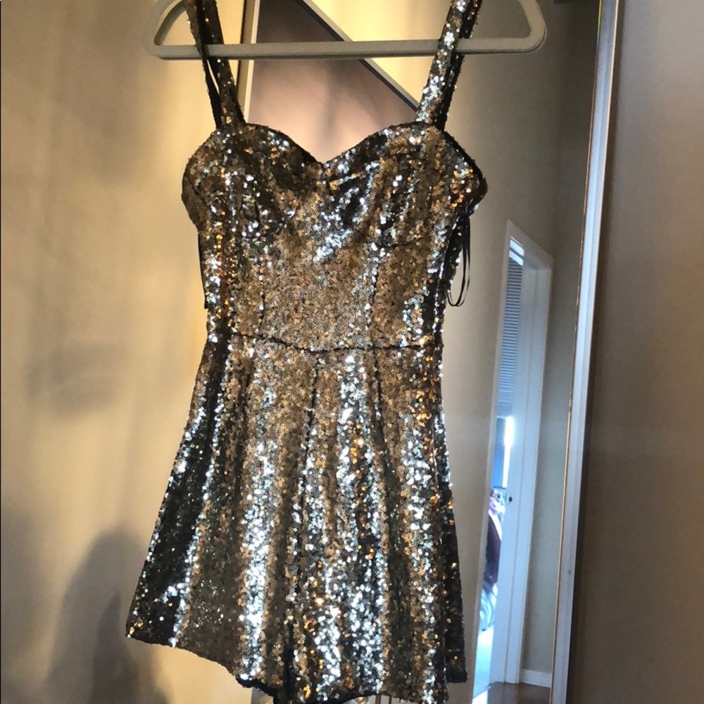 Gold sequin short play suit/romper